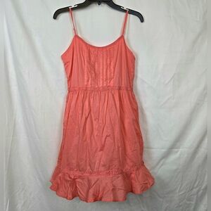 United Colors of Benneton Womens Coral Spaghetti Strap Cotton Summer Dress Small